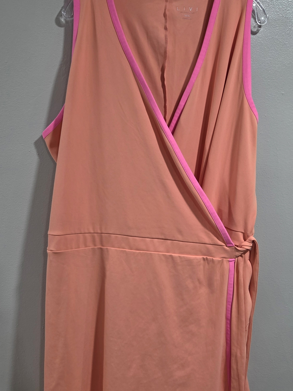 Livi Active Coral Wrap Dress with Pink Trim - Picture 4 of 5